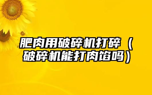 肥肉用破碎機打碎（破碎機能打肉餡嗎）