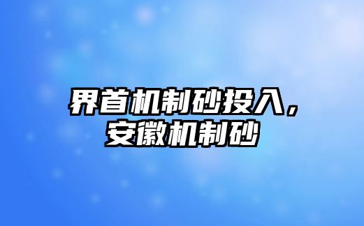 界首機(jī)制砂投入，安徽機(jī)制砂