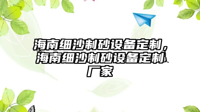 海南細(xì)沙制砂設(shè)備定制，海南細(xì)沙制砂設(shè)備定制廠家